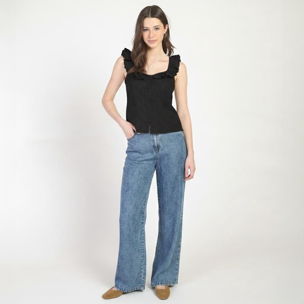 Bloom Girl, Button Front Eyelet Tank, Sizes XS-XL