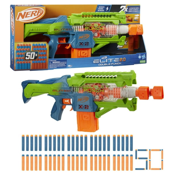 Nerf Elite 2.0 Double Punch Motorized Dart Blaster, Ages 8 and up 