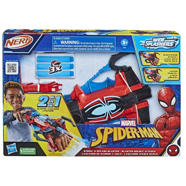 Marvel Spider-Man, Blaster Double attaque, jouets de super-héros, dès 5 ans,  blaster Nerf Spider-Man, tire un jet d'eau au meilleur prix