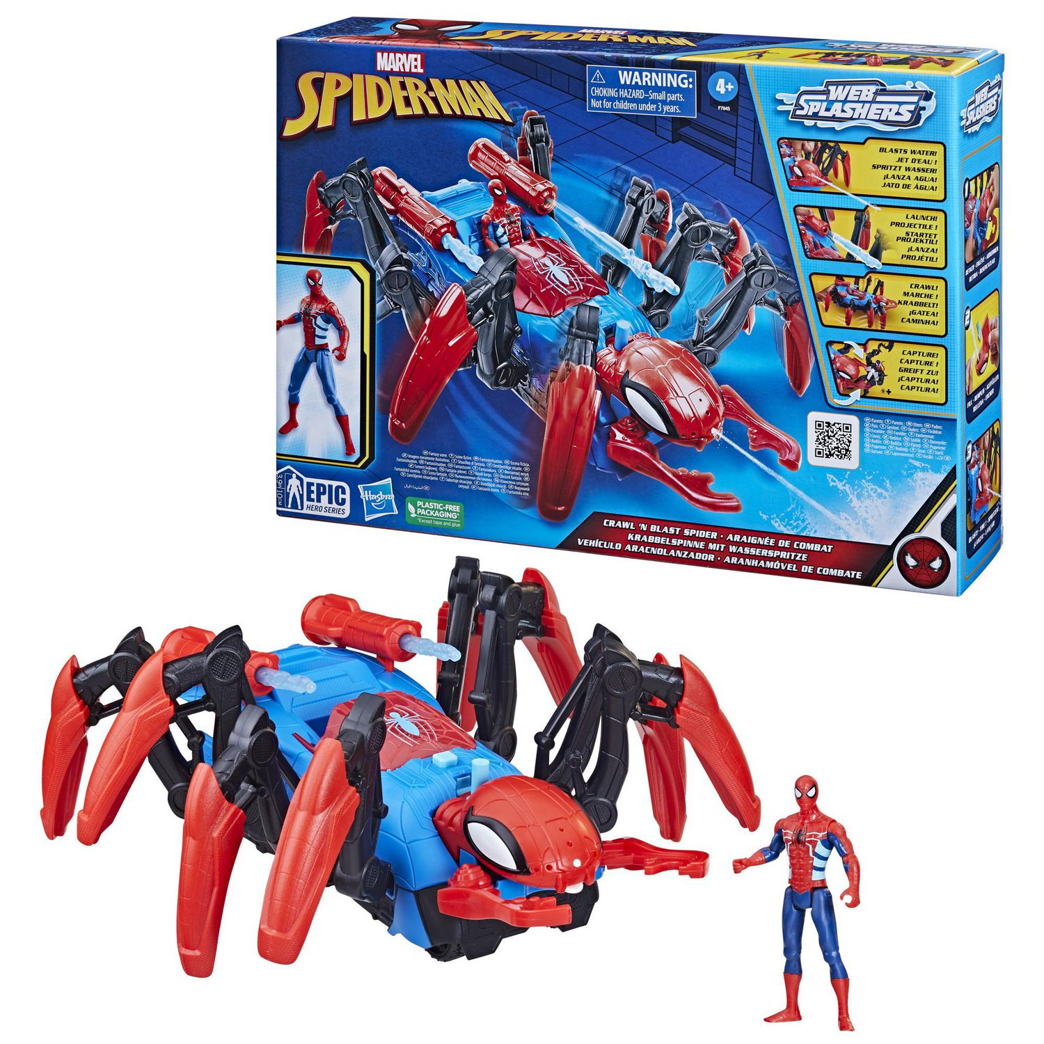 Marvel Spider-Man Crawl 'N Blast Spider, Car Playset with Spider