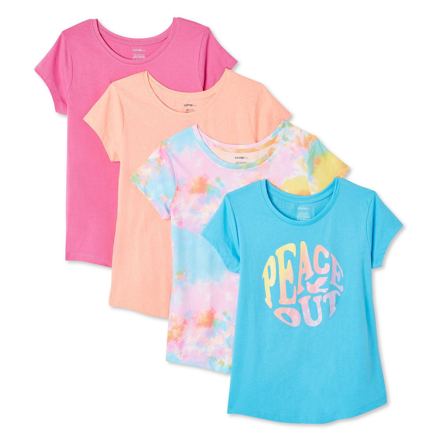 George Girls' Short Sleeve Tee 4-Pack