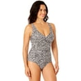 thumbnail image 2 of Lands' End Women's Size S-XXL Nylon Spandex V Neck One-Piece Swimsuit with Shirring Detail, 2 of 6