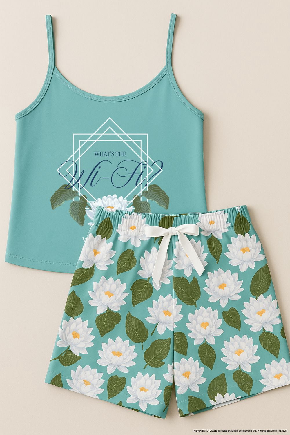 Ensemble de Pyjama Camisole et Short The White Lotus Pour Femmes What's The Wi-Fi? - 2 Pièces