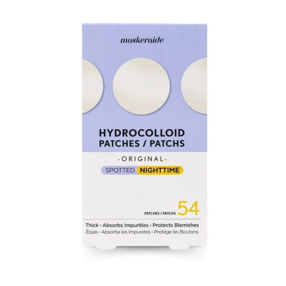 Maskeraide Spotted Nighttime Hydrocolloid Acne Patch Spot Treatment, Clear Pimple Patches, 54 pcs
