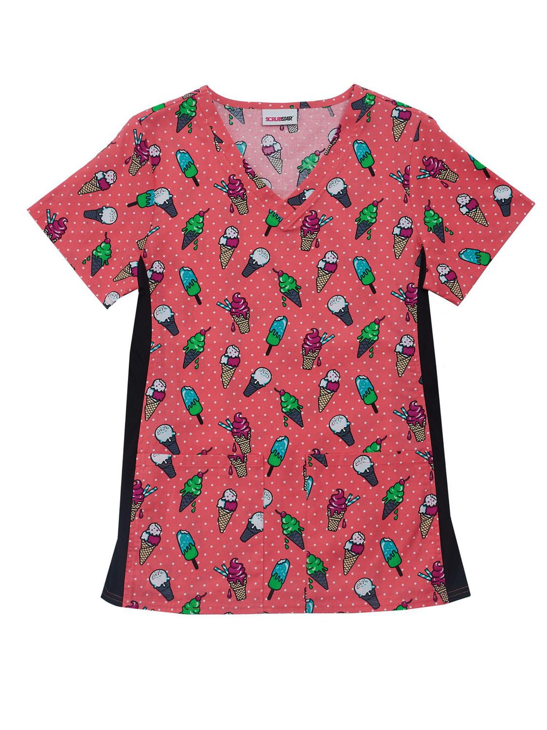 Sweet On You V-Neck Print Scrub Top