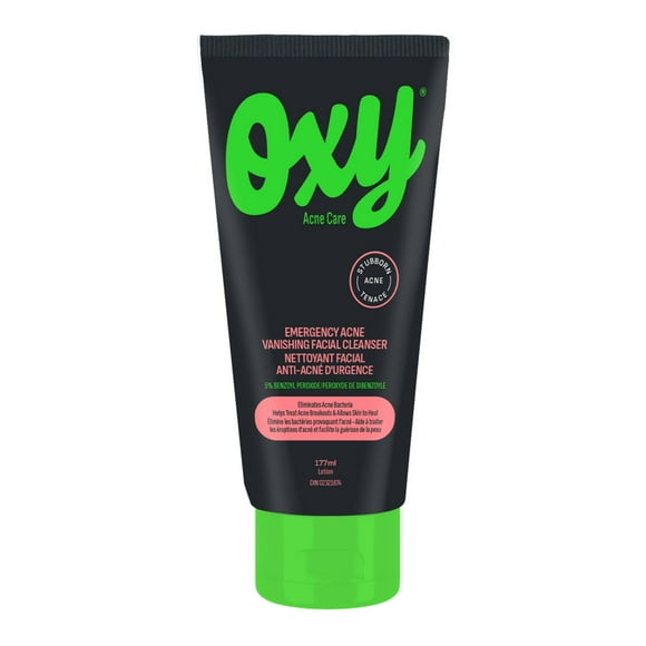 Nettoyant pour le visage Oxy Emergency Acne Disparition - 5 % de peroxyde de benzoyle - Contrôle de l'acné tenace - Aide à traiter et à prévenir les éruptions cutanées - Permet à la peau de guérir - Sans parfum - Testé dermatologiquement Nettoyant pour le visage contre l'acné