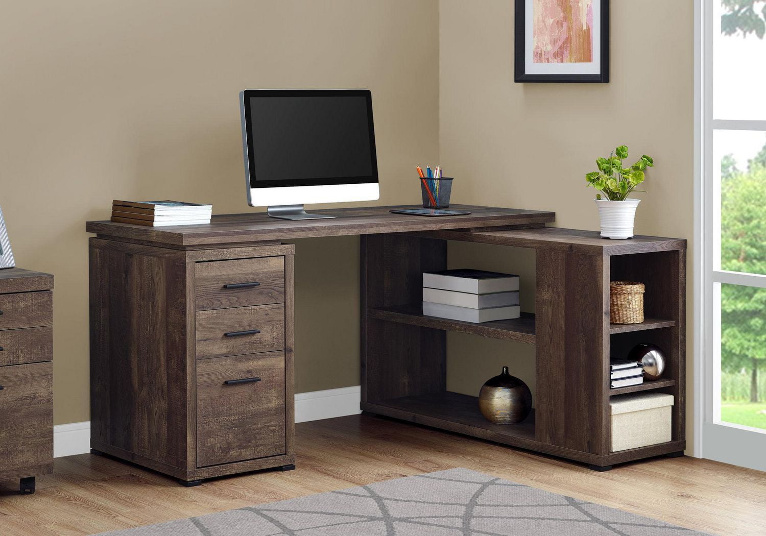 monarch specialties computer desk with file cabinet