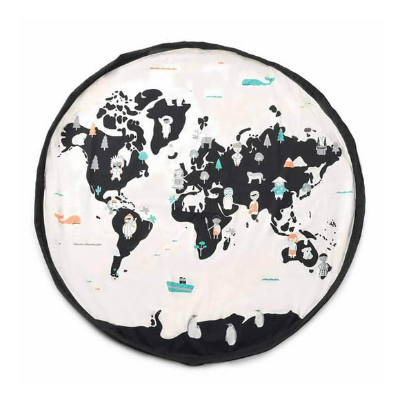 Play & Go - Educational World Map - 3-in-1 Play Mat - Storage Bag & Diaper Bag -Double sided with Starry Sky Print - Fun & Interactive for Kids - 140 cm Diameter - Suitable for Newborn to Toddler - Easy to Carry Everywhere