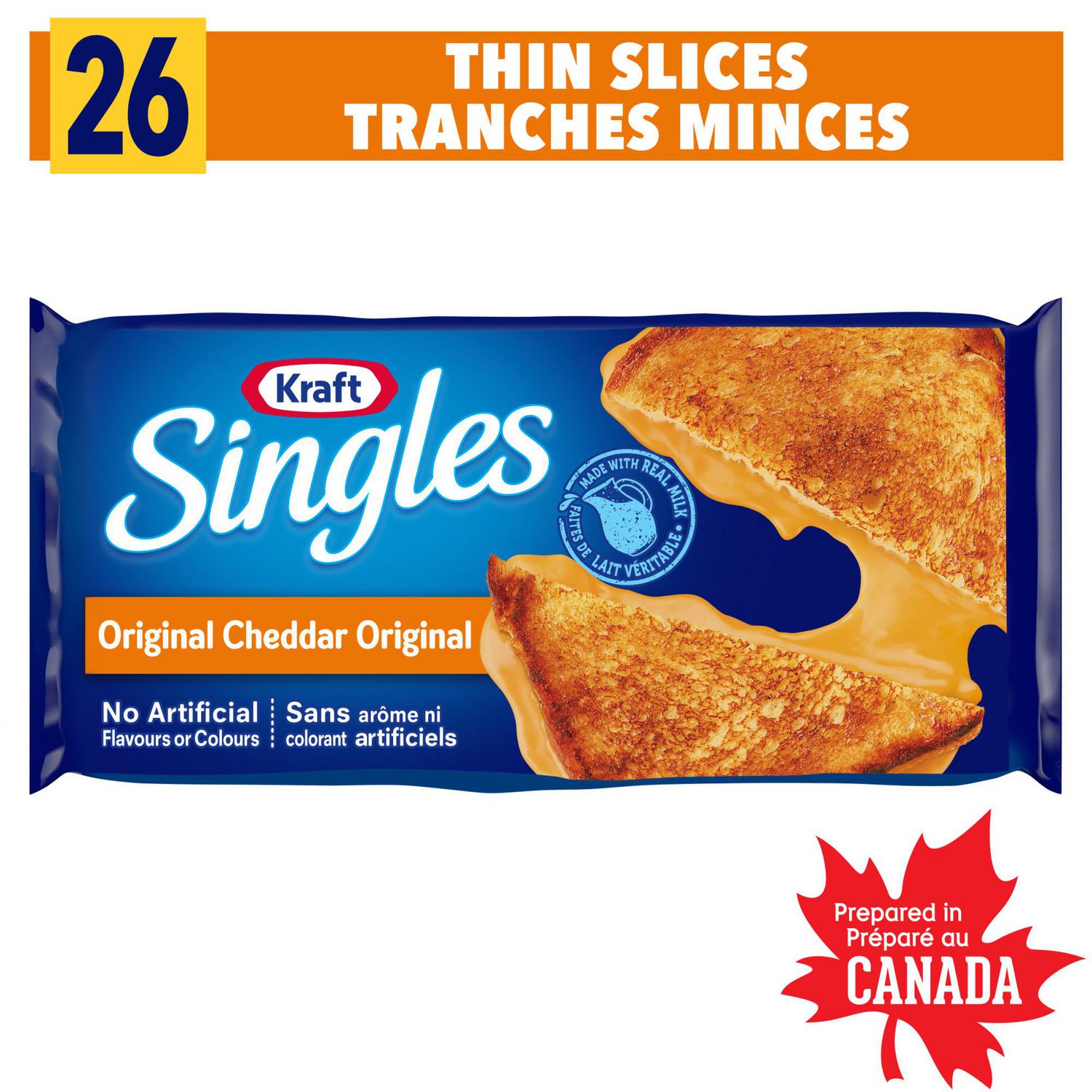 Kraft Singles Original Process Cheese Product Thin Slices, 26 ct Pack