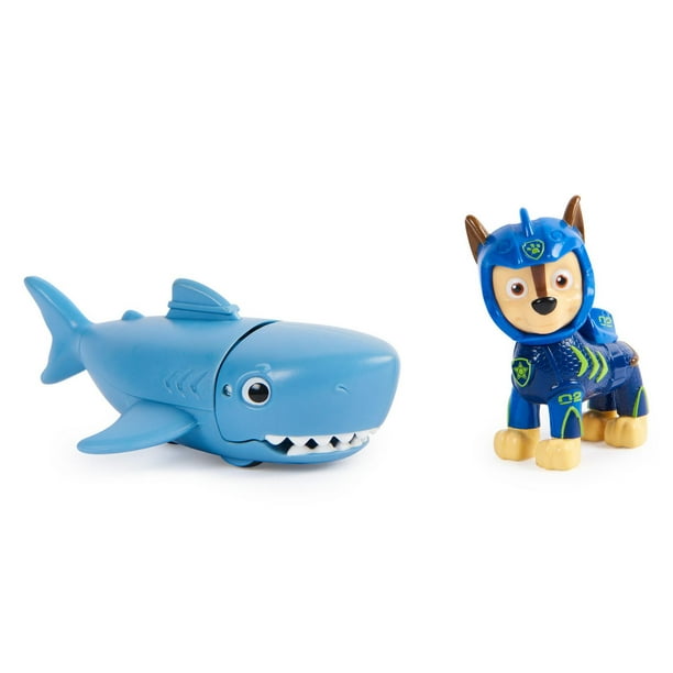 PAW Patrol, Aqua Pups, Figurines articulées Chase and Shark, jouets pour  enfants à partir de 3 ans 
