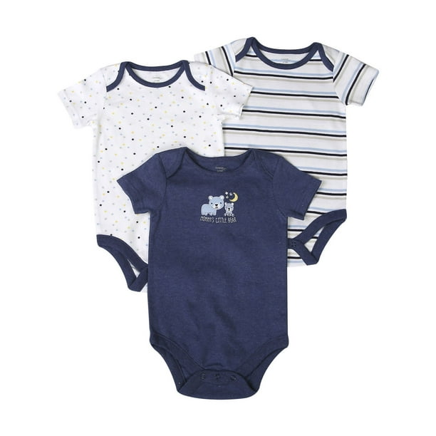 George baby Boys' Cotton Bodysuits, 3-Pack 