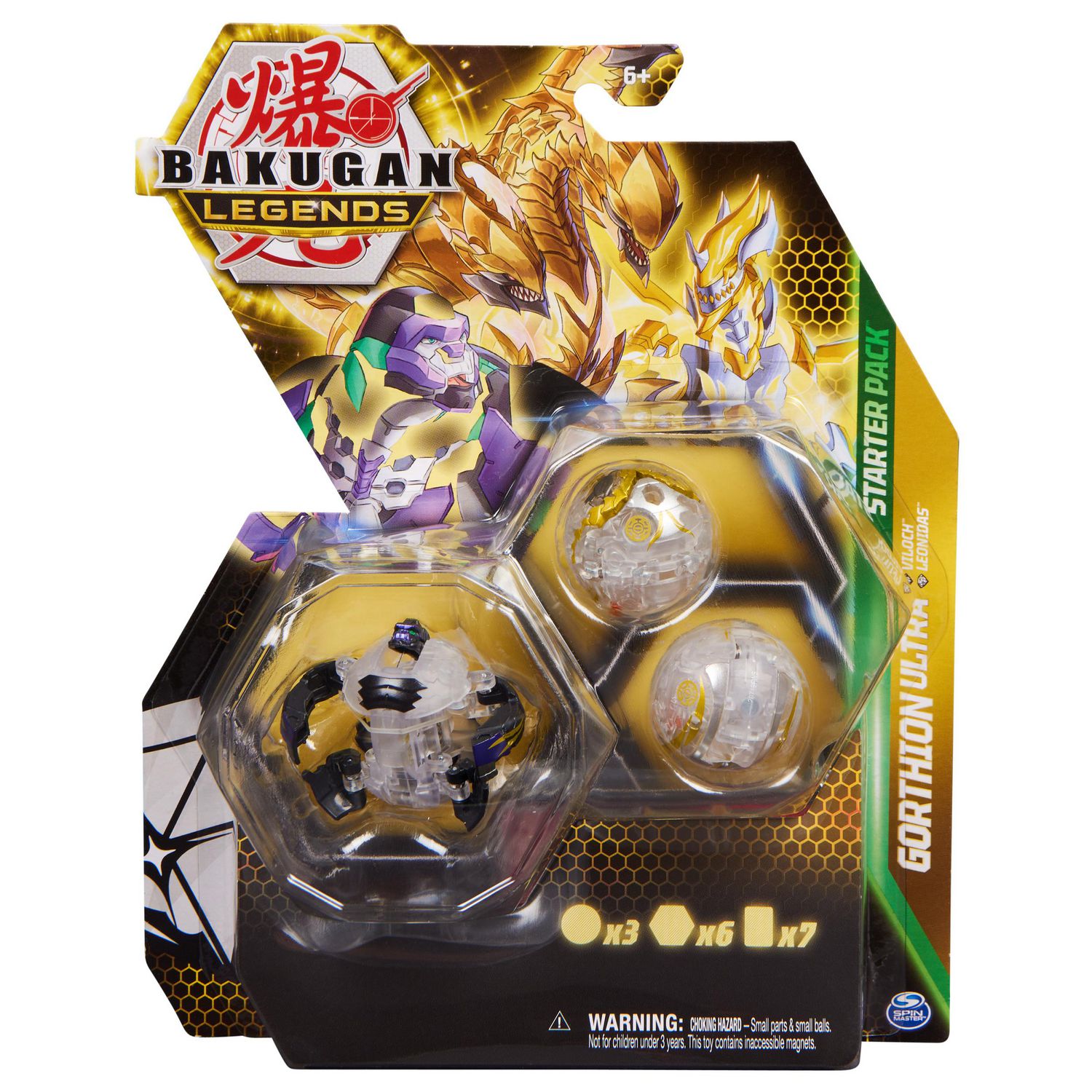 Bakugan Legends Starter 3-Pack, Gorthion Ultra with Viloch and Leonidas,  Collectible Action Figures, Ages and Up