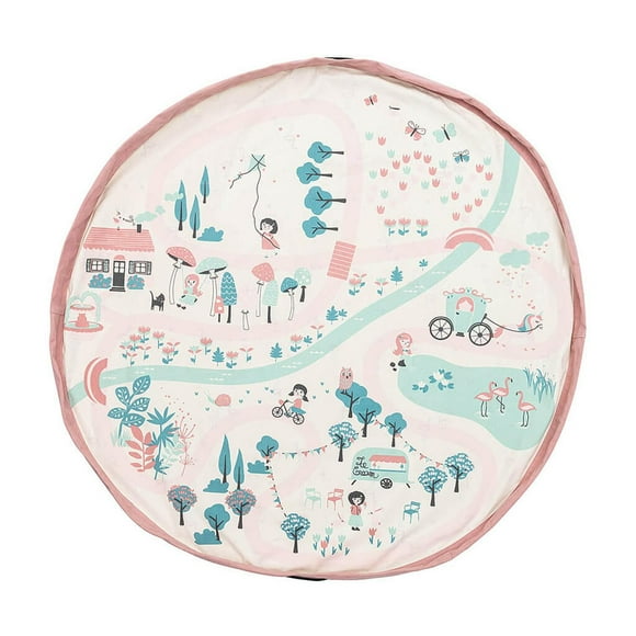 Play & Go - Pastel Park Adventure - 3-in-1 Play Mat - Storage Bag & Diaper Bag - Double-sided with Flamingo Print - Fun & Interactive for Kids - 140 cm Diameter - Suitable for Newborn to Toddler - Easy to Carry Everywhere