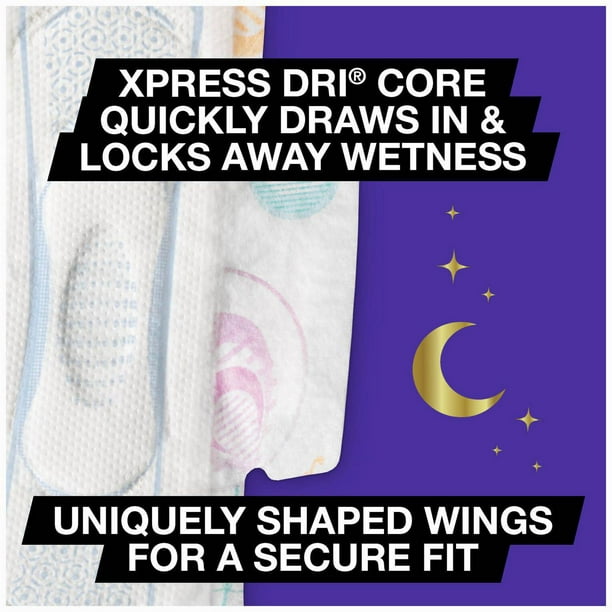 U by Kotex AllNighter Ultra Thin Overnight Pads with Wings, Fragrance-Free  