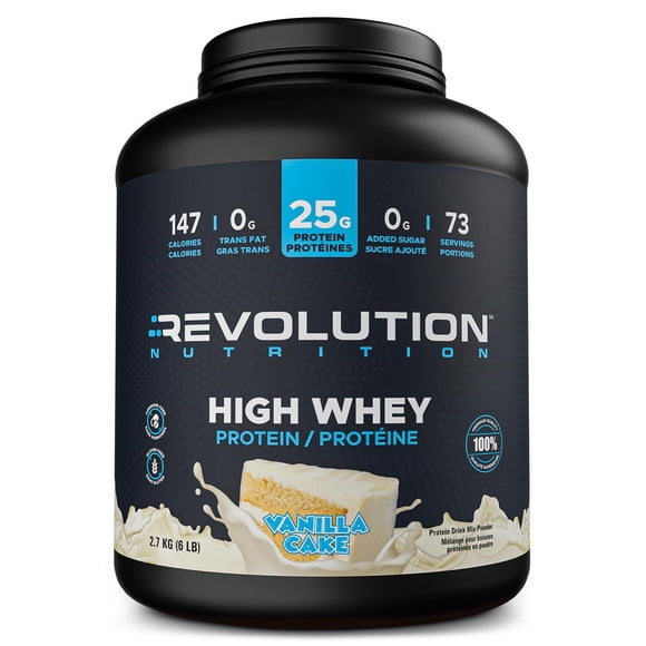 Revolution Nutrition, High Whey, Protein Powder 6LB, Whey Isolate of Protein, 73 Servings, Gluten Free, Lean Muscle Mass For Men & Women, Vanilla Cake