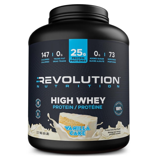 Revolution Nutrition, High Whey, Protein Powder 6LB, Whey Isolate of Protein, 73 Servings, Gluten Free, Lean Muscle Mass For Men & Women, Vanilla Cake