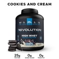 thumbnail image 2 of Revolution Nutrition, High Whey, Protein Powder 6LB, Whey Isolate, 25g of Protein Per Scoop, 2700 g, 73 Servings, Gluten Free, Lean Muscle Mass For Men & Women, Cookies & Cream (6 Pounds), 2 of 8