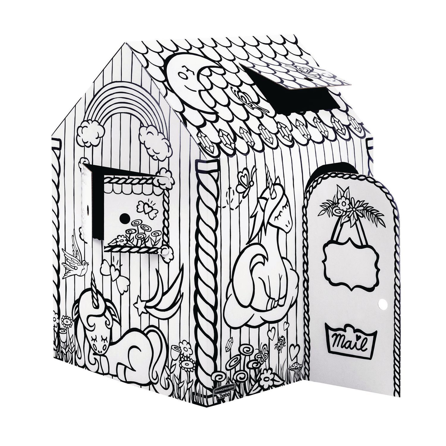 Casa de brincar bankers box playhouse para pintar unicornio