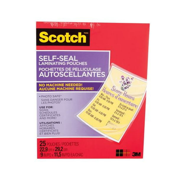 Pochettes de pelliculage autoadhésives Scotch, paquet de 25