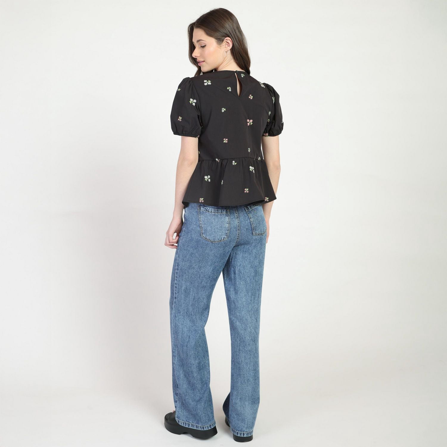 Bloom Girl, Floral Embroidered Top, Sizes XS-XL