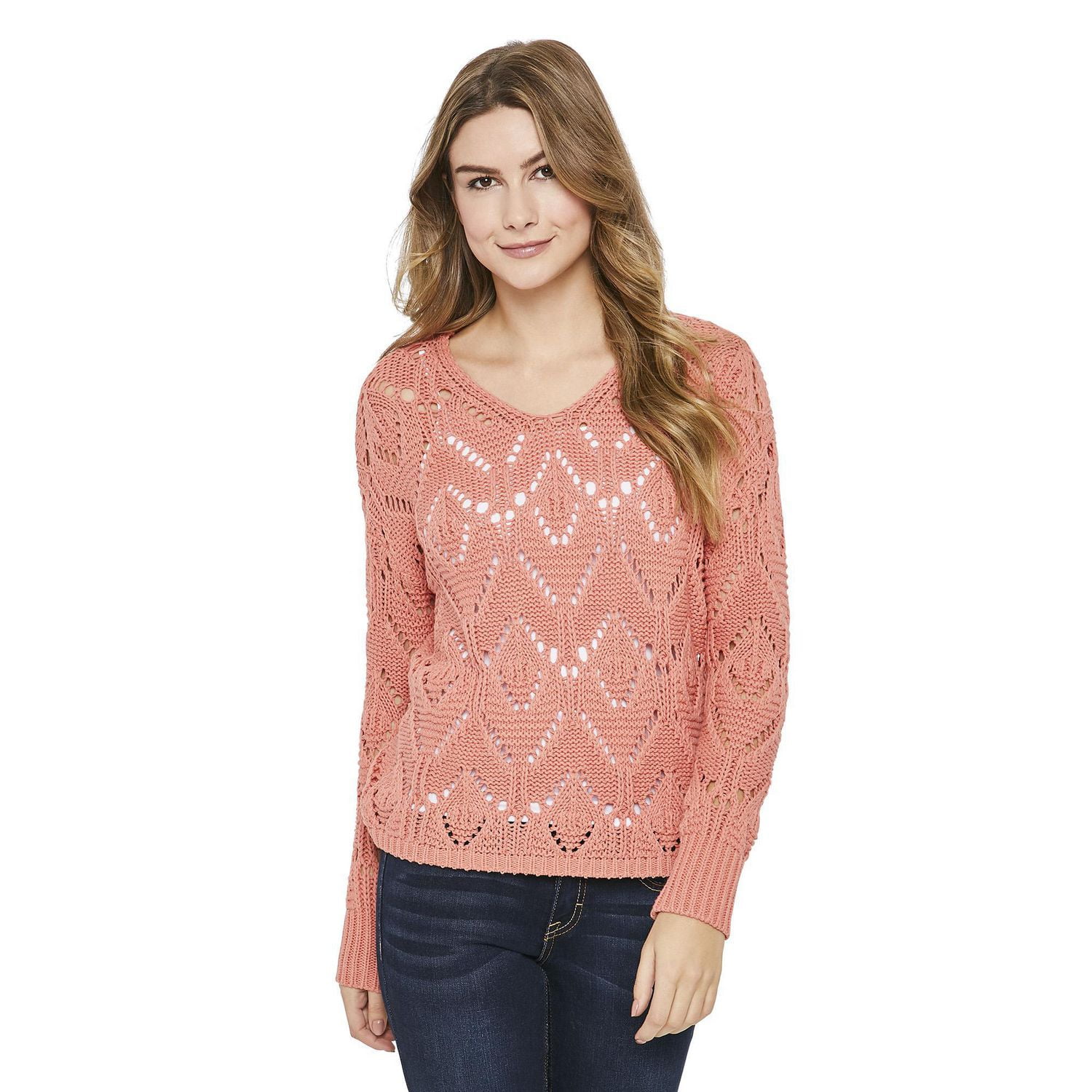 Pink hot sale pointelle sweater