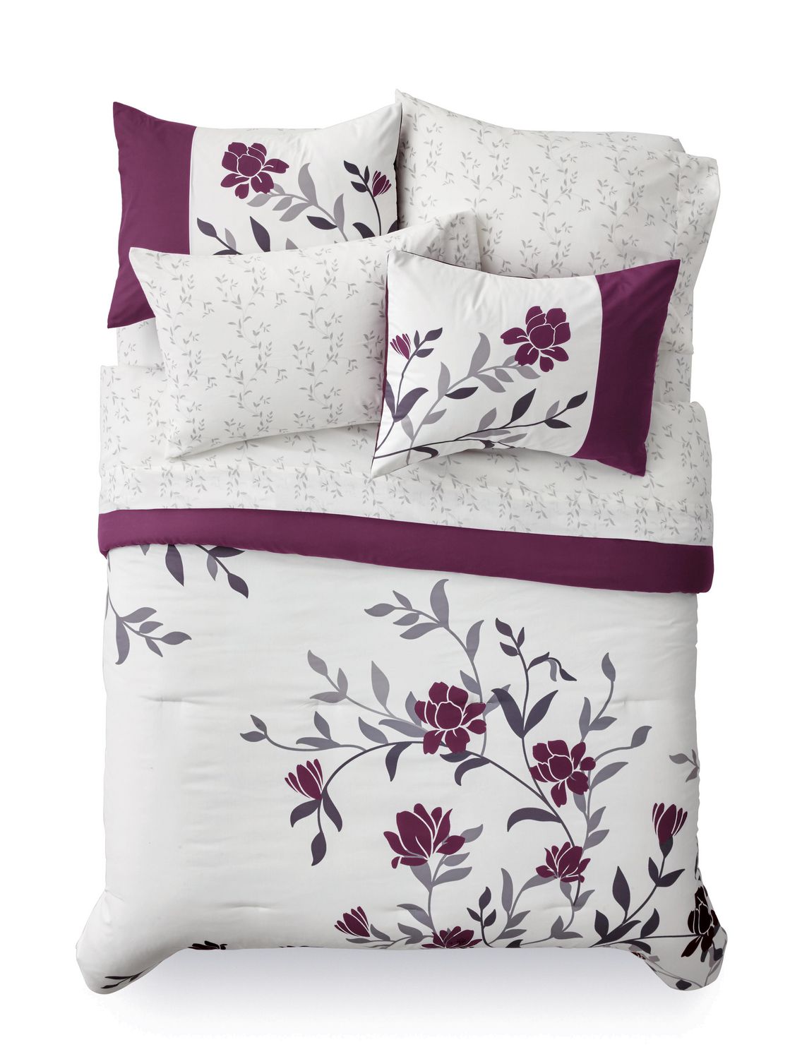 Mainstays Bed-in-a-Bag Purple Floral Bedding Set | Walmart ...