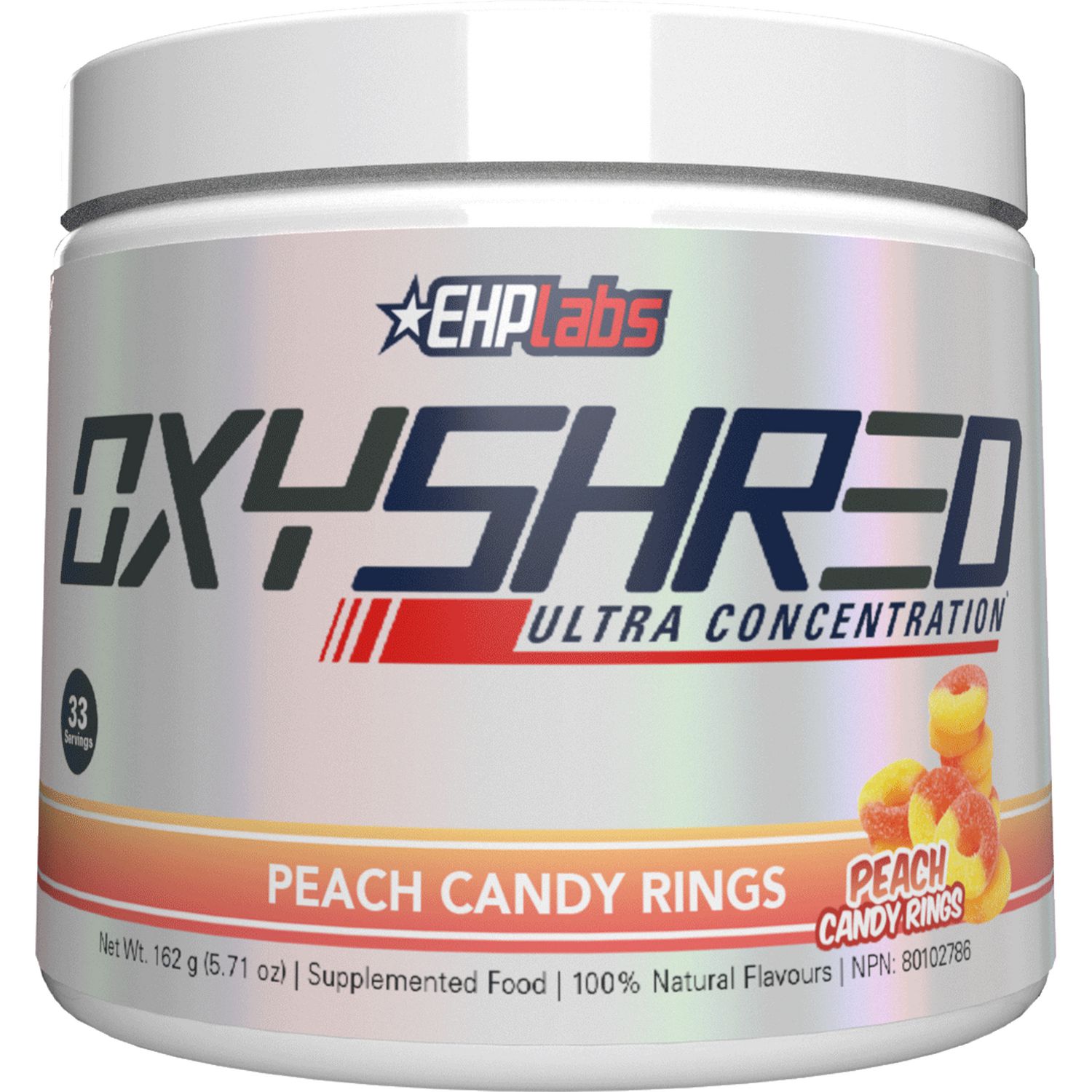 EHPLabs OxyShred – Thermogenic Pre-Workout Powder and Shredding Supplement, Peach Candy Rings