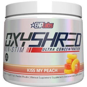 EHPLabs OxyShred – Poudre thermogénique et supplément de shredding, non stimulant, baiser ma pêche