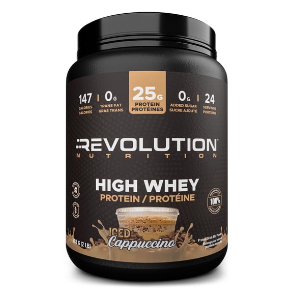 Revolution Nutrition, High Whey, Protein Powder 2LB, Whey Isolate of Protein, 24 Servings, Gluten Free, Lean Muscle Mass For Men & Women, Iced Cappuccino