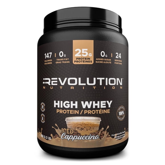 Revolution Nutrition, High Whey, Protein Powder 2LB, Whey Isolate of Protein, 24 Servings, Gluten Free, Lean Muscle Mass For Men & Women, Iced Cappuccino