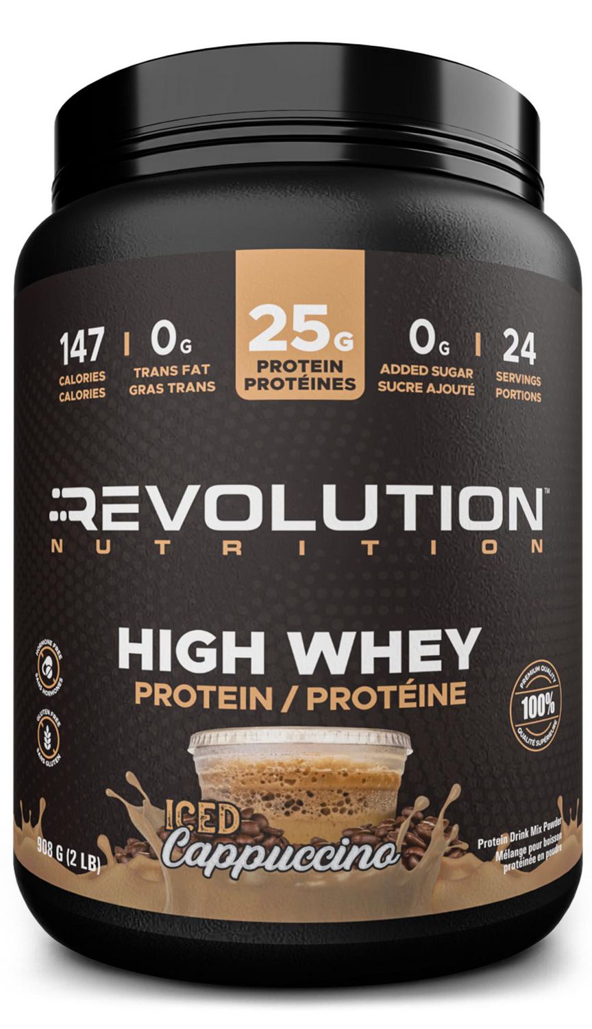 Revolution Nutrition, High Whey, Protein Powder 2LB, 24 Servings, Gluten Free, Lean Muscle Mass For Men and Women, Iced Cappuccino