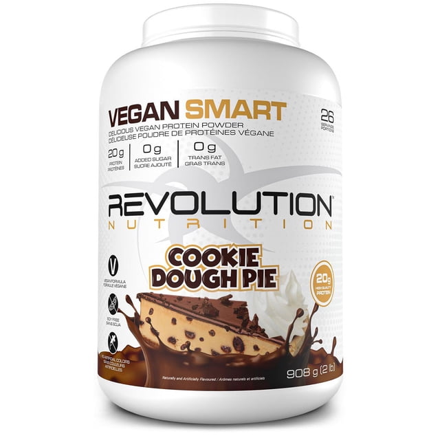 Revolution Nutrition, Vegan Smart, Vegan Protein Powder, 20g Of Protein Per Scoop, 908g, 26 Servings, Dairy Free, Plant Based, Sugar Free, Soy Free, Keto Friendly, For Men & Women, Cookie Dough Pie (2 Pounds)