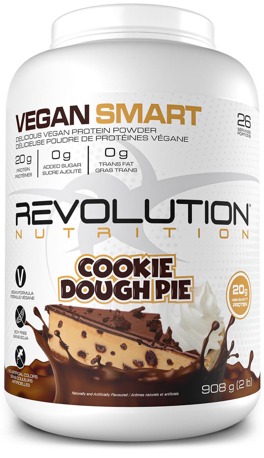 Revolution Nutrition, Vegan Smart, Vegan Protein Powder, 20g Of Protein Per Scoop, 908g, 26 Servings, Dairy Free, Plant Based, Sugar Free, Soy Free, Keto Friendly, For Men & Women, Cookie Dough Pie (2 Pounds)