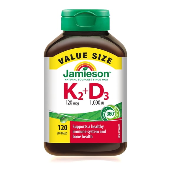 Jamieson gélules vitamine K2 et D3, 120 gélules