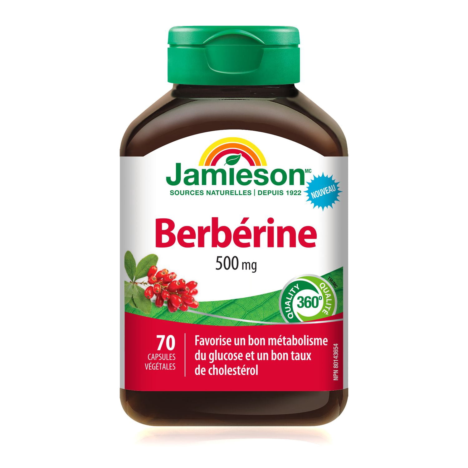 Jamieson Berberine Capsules, 500 mg, Vegetarian, 70 Count