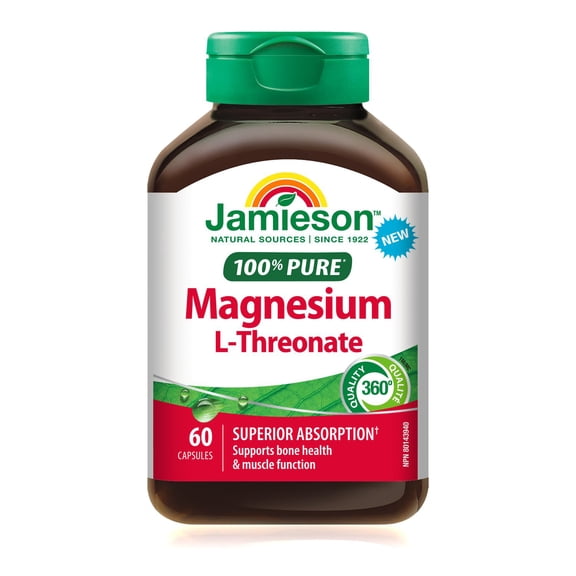 Jamieson 100% Pure Magnesium L-Threonate, 50 mg, 60 Count