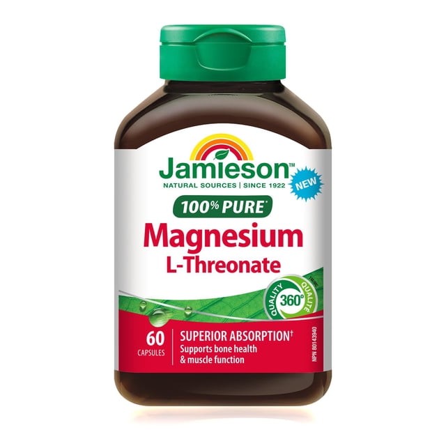 Jamieson 100% Pure Magnesium L-Threonate, 50 mg, 60 Count