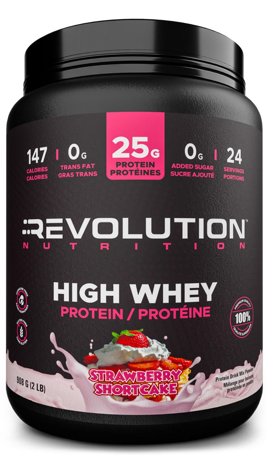 Revolution Nutrition, High Whey, Protein Powder 2LB, 24 Servings, Gluten Free, Lean Muscle Mass For Men & Women, Strawberry Shortcake