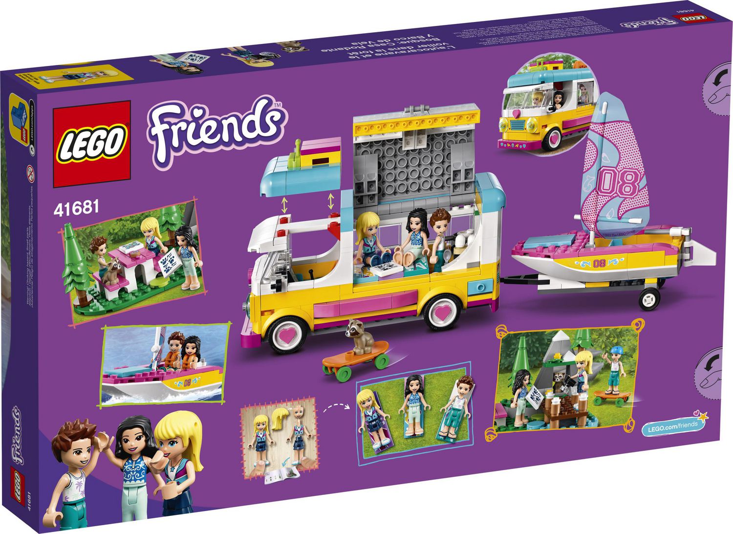 LEGO Friends Forest Camper Van and Sailboat 41681 Toy Building Kit (487  Pieces)