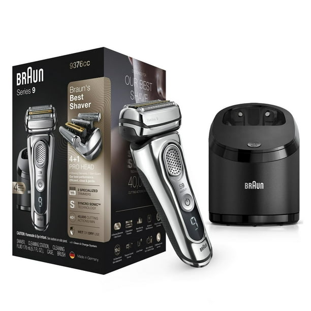 Braun Series 9 9376cc Latest Generation Electric Shaver, Rechargeable &  Cordless Electric Razor for Men, Clean&Charge Station, Fabric Travel Case 