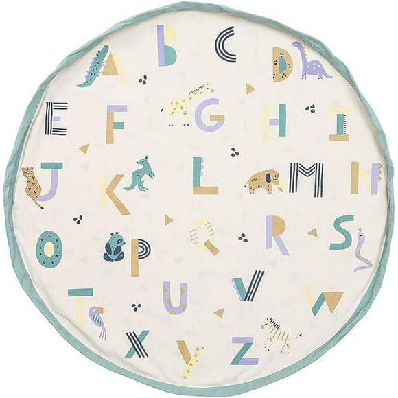 Play & Go - ABC Alphabet & Animal Friends - 3-in-1 Play Mat - Storage Bag & Diaper Bag - Double-sided with Rainbows and Shapes - Fun & Interactive for Kids - 140 cm Diameter - Suitable for Newborn to Toddler - Easy to Carry Everywhere