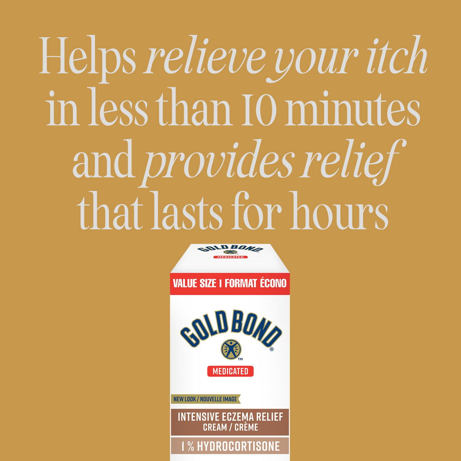 Gold Bond Eczema Relief Crème Médicamentée 1% Hydrocortisone, 56g, traitement médicamenteux de l'eczéma avec 5 hydratants pour soulager les démangeaisons, les éruptions cutanées, les rougeurs, la rugosité, les irritations et l'inflammation 56 g