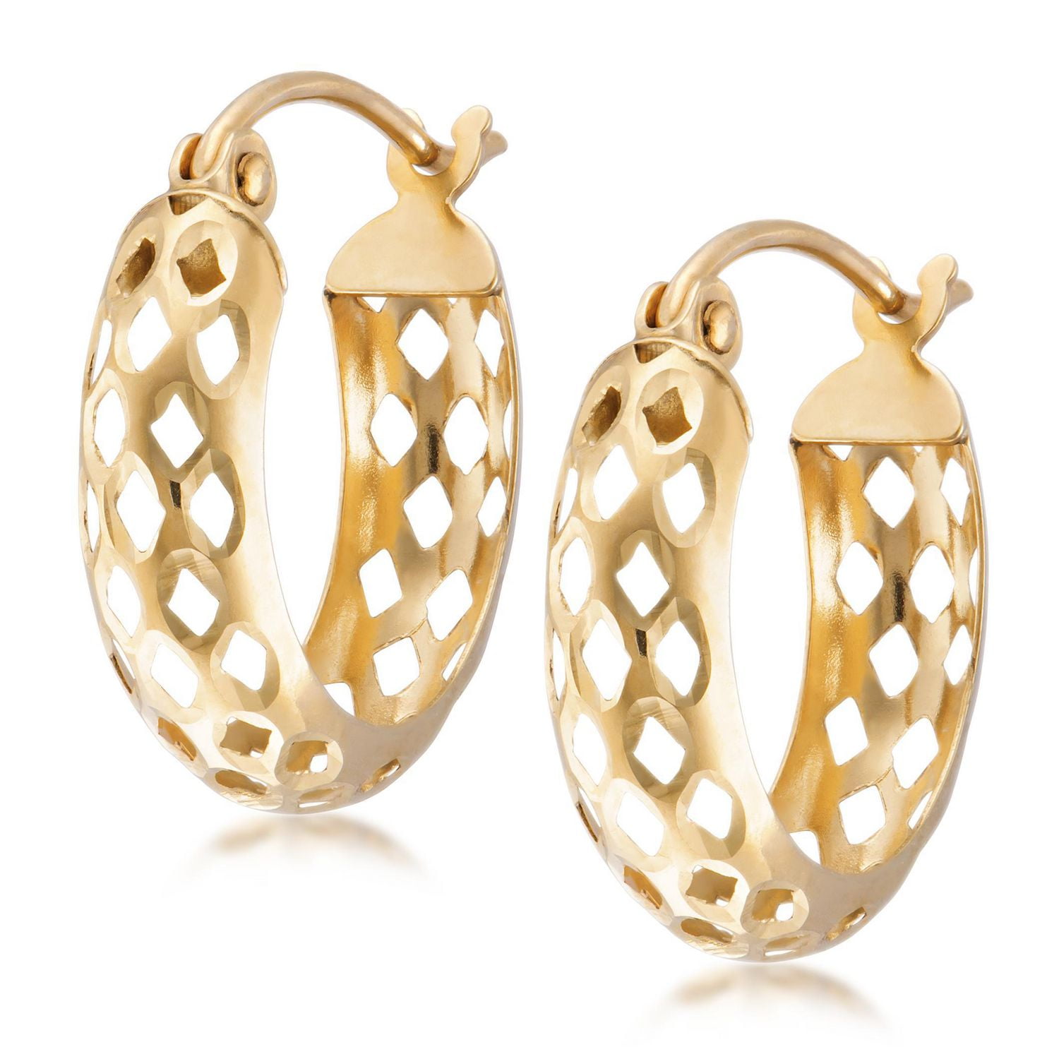 Quintessential10k Gold Open Mesh Small hoop Earrings Walmart Canada
