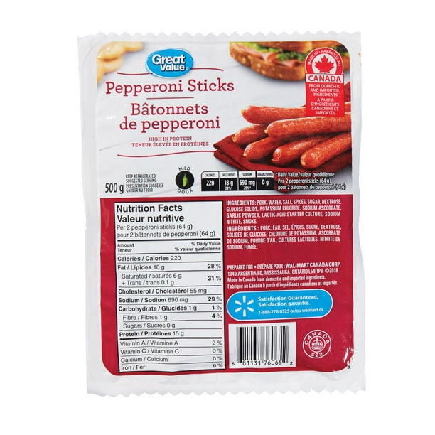 Great Value Mild Pepperoni Sticks, 500 g Walmart.ca