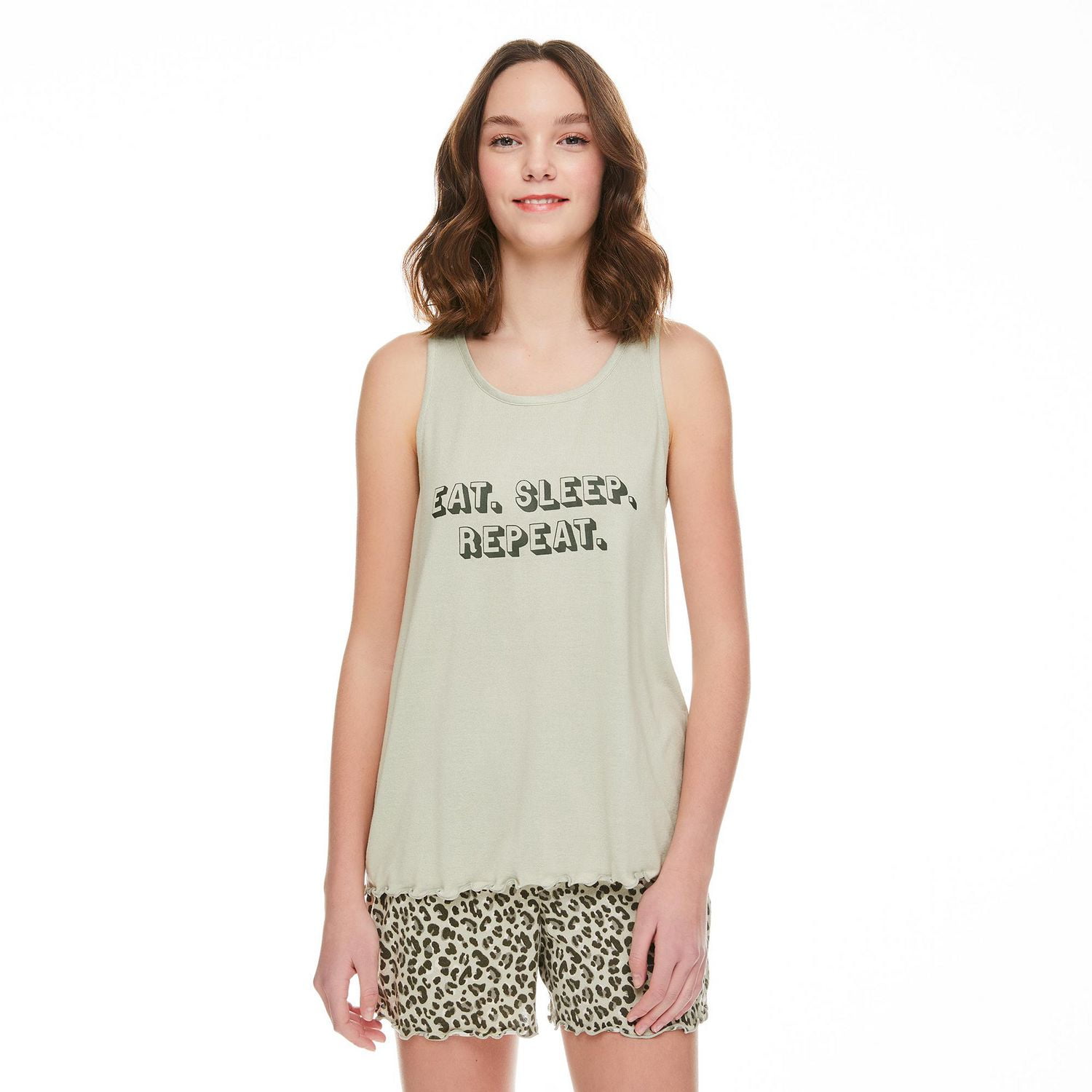 No Boundaries Women's Lettuce Edge Tank and Short 2-Piece Set