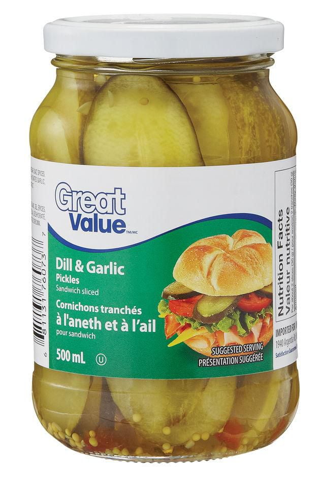 Great Value Sandwich Sliced Dill & Garlic Pickles Walmart Canada