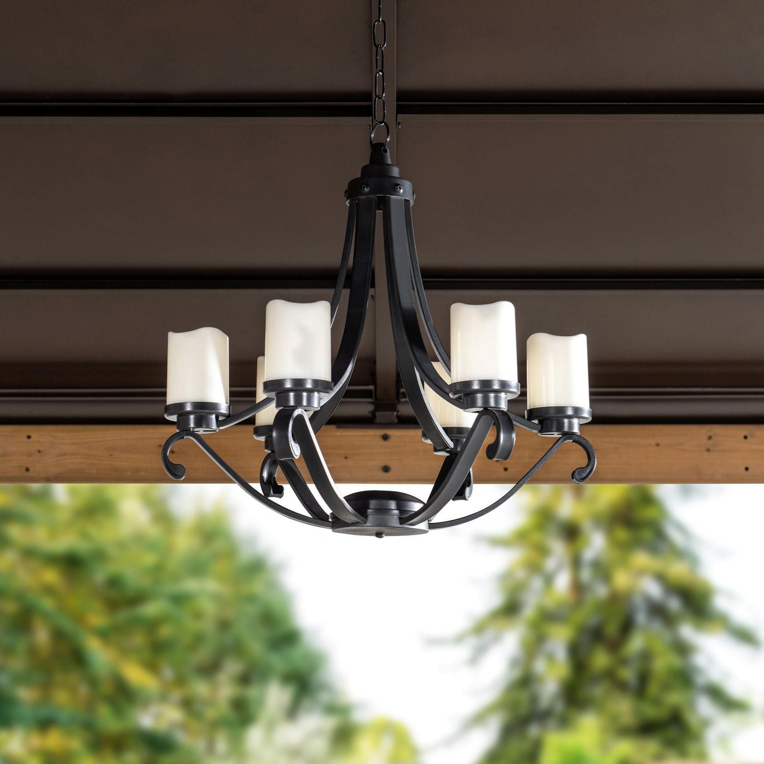 Sunjoy Traditional Outdoor Battery Powered SixLight LED Chandelier