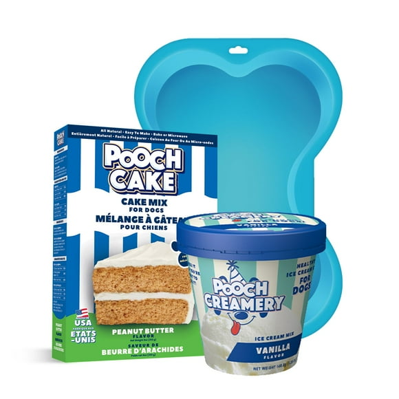 Pooch Cake Basic Starter Pack Plus - Peanut Butter Cake Mix and Vanilla Ice Cream Mix