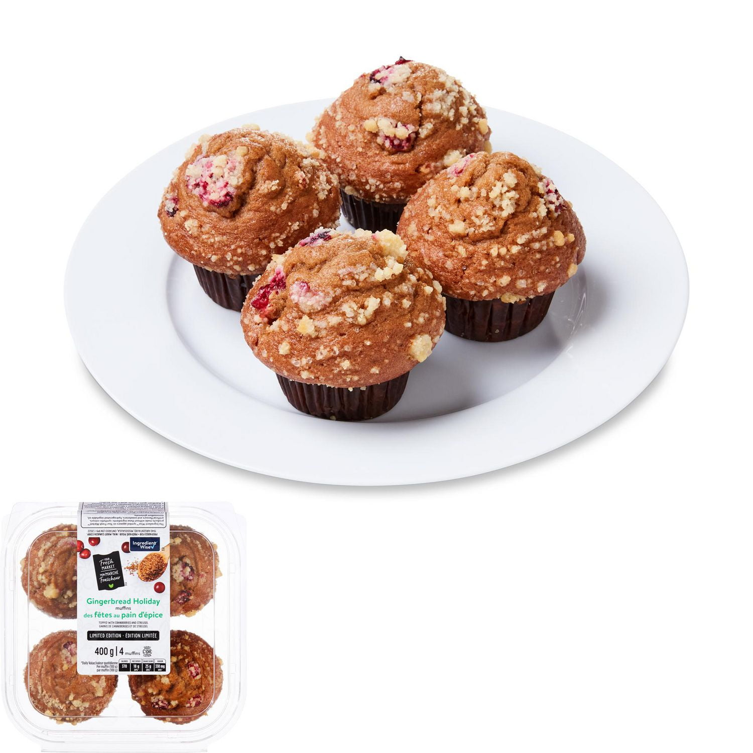 Your Fresh Market Gingerbread Holiday Muffins, 4 pieces, 400 g