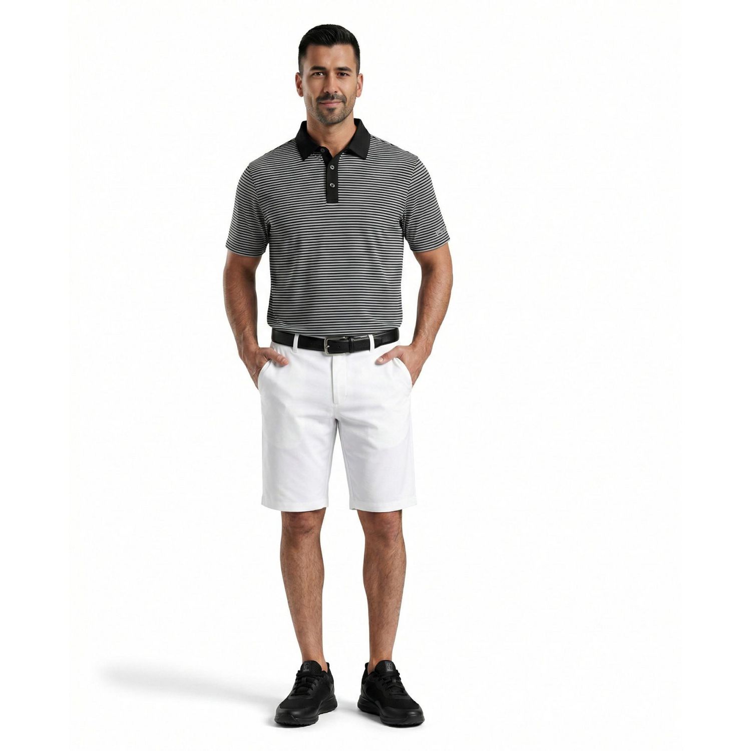 Polo à manches courtes PGAT TOUR Course Essentials pour homme, rayures d'entraînement